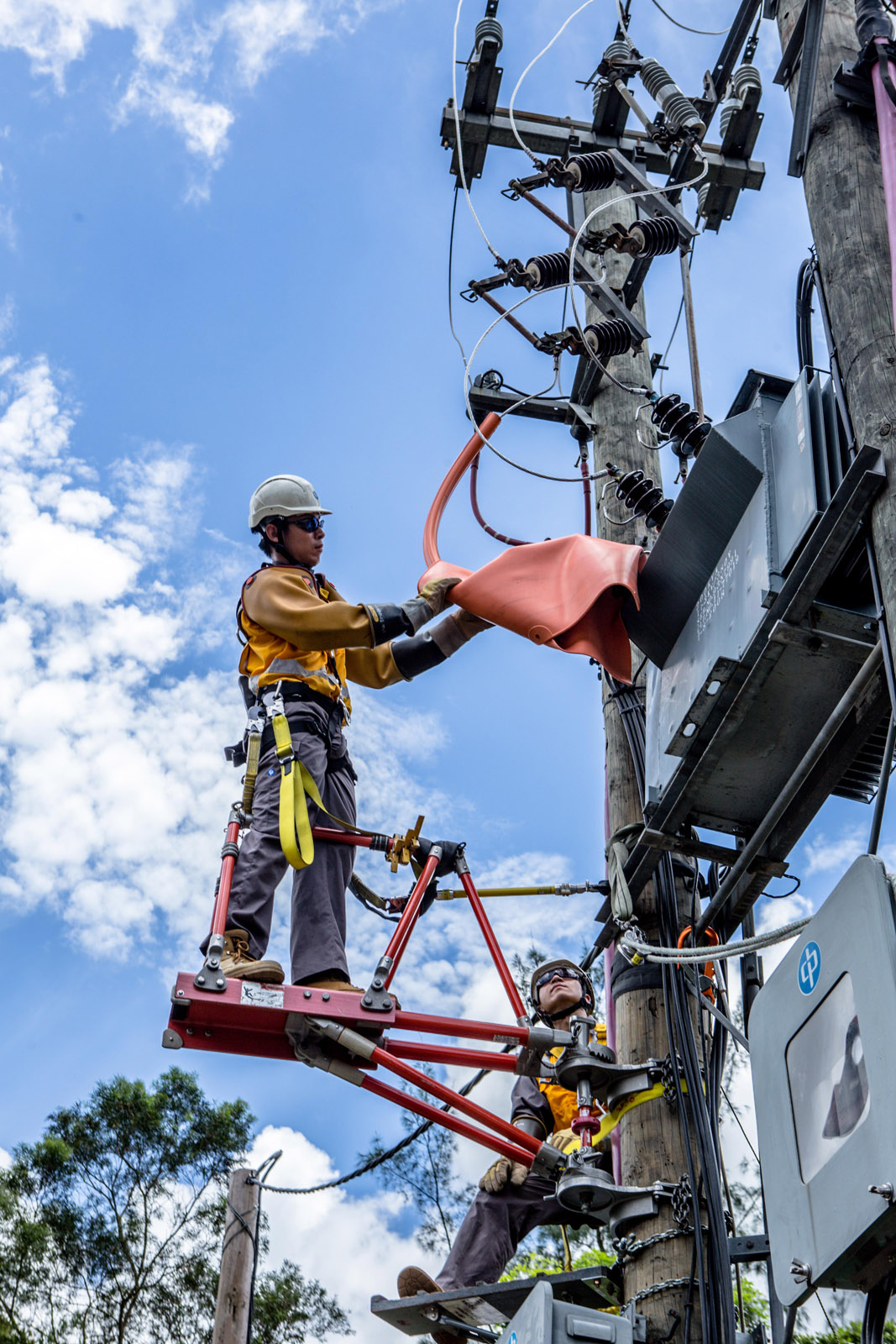 CLP staff maintaining the overhead line